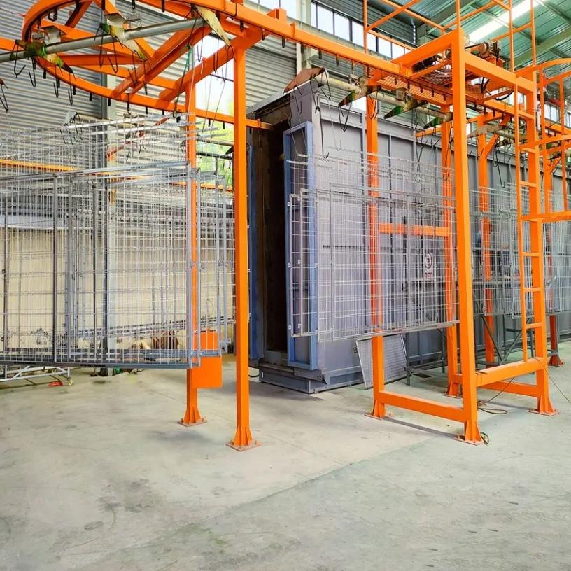Automatic electrostatic powder spraying suspension line
