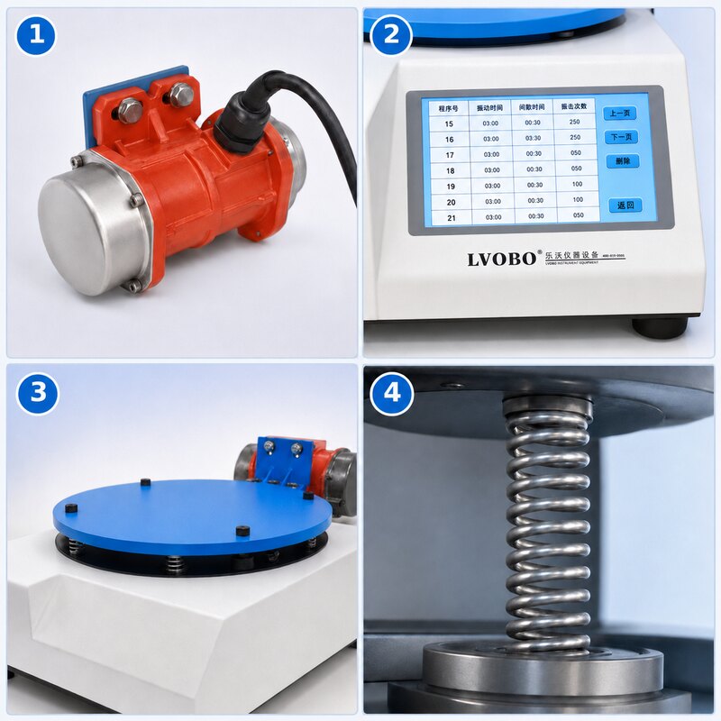 Sieve shaker vibration motor copper windings thickened tray and tool steel spring